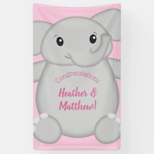 Pink Elephant Baby Shower Banner