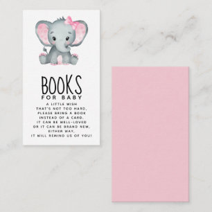 Pink Elephant Baby Shower Books for Baby Enclosure Card