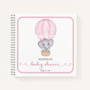 Pink Elephant Baby Shower Guest Book
