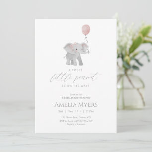 Pink Elephant Baby Shower Invitation