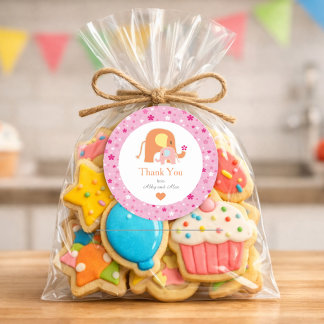 Pink Elephant Baby Shower Thank You Classic Round Sticker