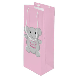 Pink Elephant Baby Shower Wine Gift Bag