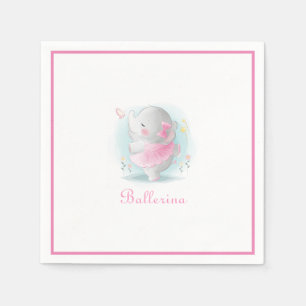 Pink Elephant Ballerina Dancing Script Simple Cute Napkin