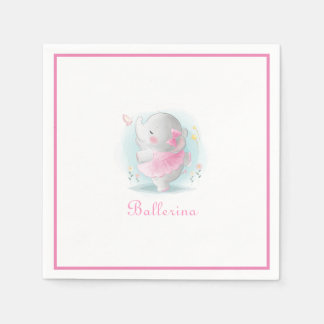 Pink Elephant Ballerina Dancing Script Simple Cute Napkin
