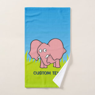 Pink Elephant Cartoon Bath Towel Set