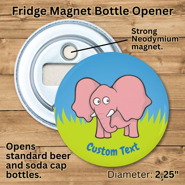 Pink elephant cartoon bottle opener (Creator Uploaded)