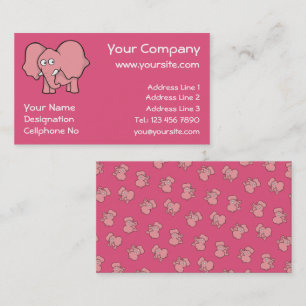 Pink elephant cartoon business card