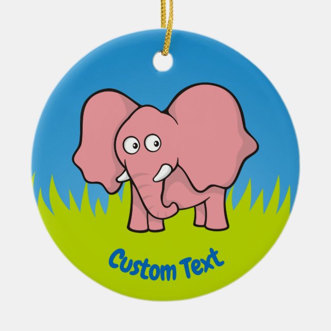 Pink elephant cartoon ceramic ornament (Front)