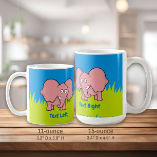 Pink elephant cartoon coffee mug