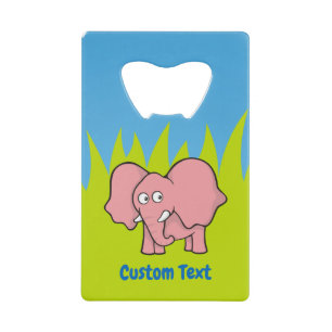 Pink elephant cartoon credit card bottle opener