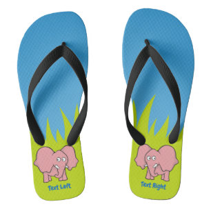 Pink elephant cartoon flip flops