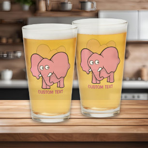 Pink Elephant Cartoon Glass