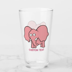 Pink Elephant Cartoon Glass