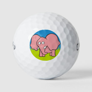 Pink elephant cartoon golf balls