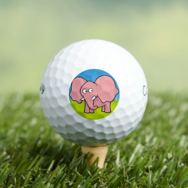 Pink elephant cartoon golf balls (Insitu Tee)