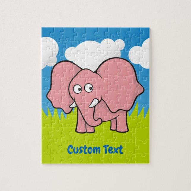 Pink elephant cartoon jigsaw puzzle (Vertical)