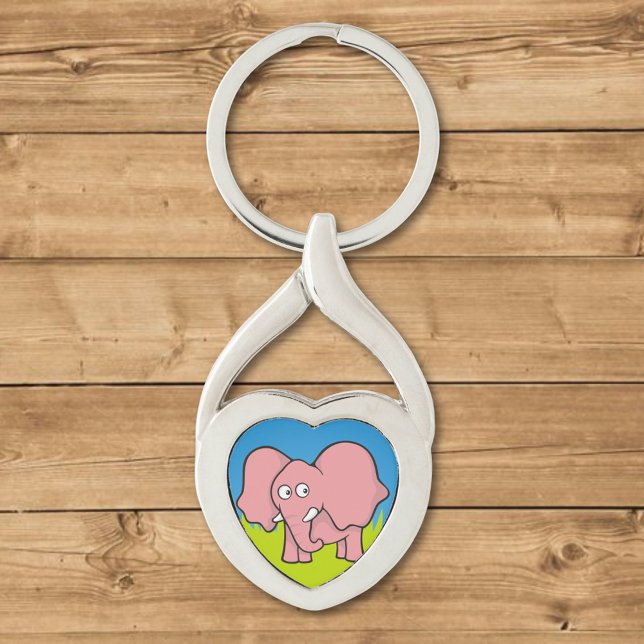 Pink elephant cartoon key ring (Creator Uploaded)