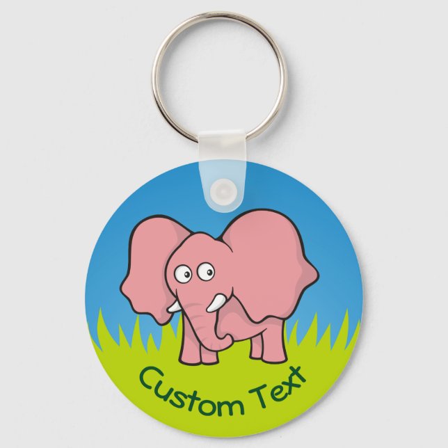 Pink Elephant Cartoon Keychain (Front)