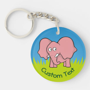 Pink Elephant Cartoon Keychain