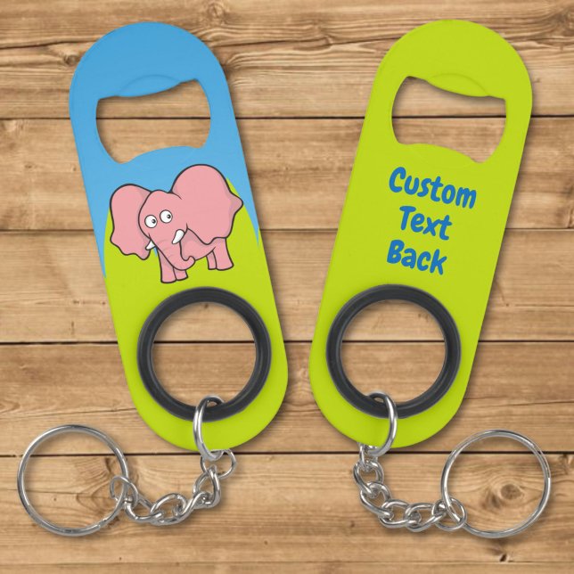 Pink elephant cartoon keychain bottle opener (Creator Uploaded)