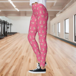 Pink elephant cartoon leggings