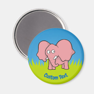 Pink elephant cartoon magnet