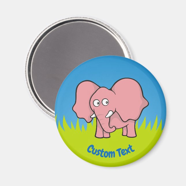 Pink elephant cartoon magnet (Front/Back)