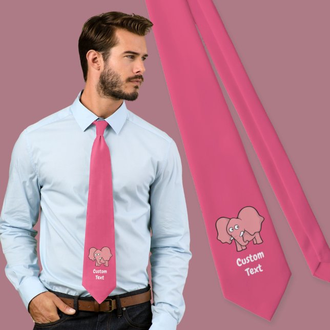 Pink elephant cartoon neck tie (Creator Uploaded)