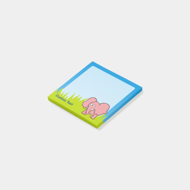 Pink Elephant Cartoon Post-it Notes (Angled)