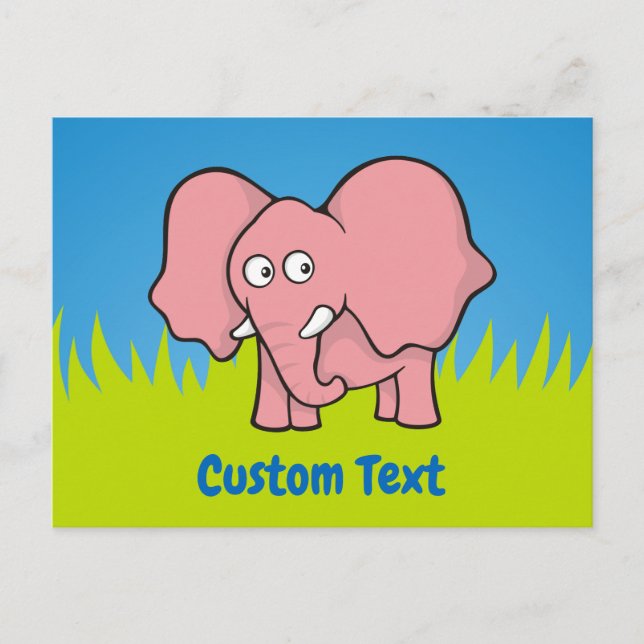 Pink elephant cartoon postcard (Front)