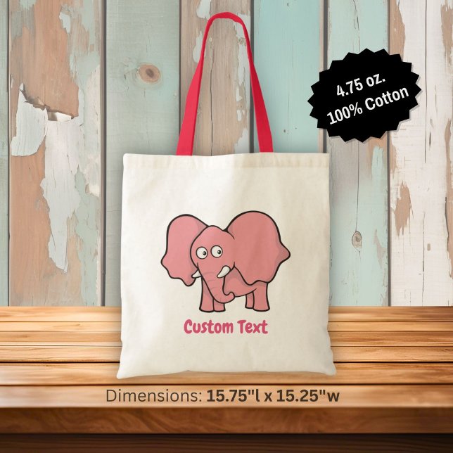 Pink elephant cartoon tote bag (Creator Uploaded)