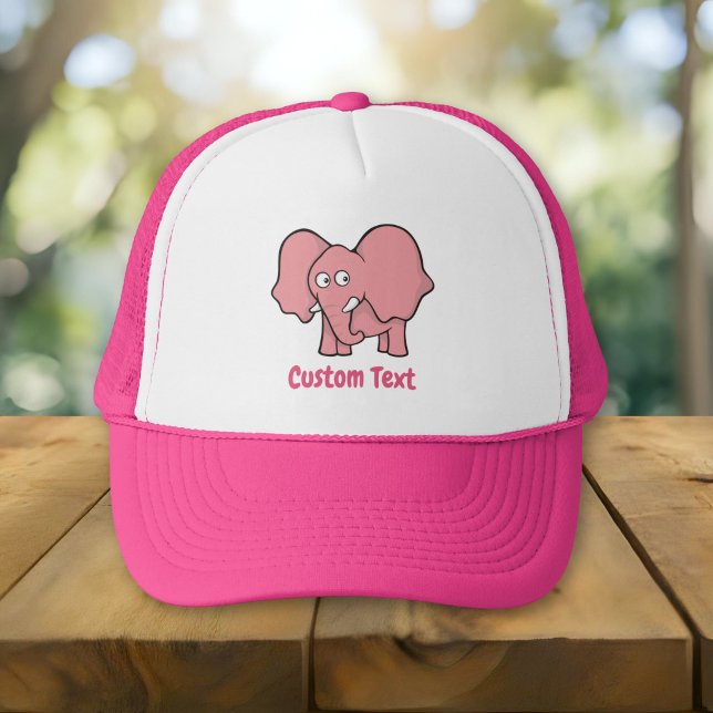 Pink elephant cartoon trucker hat (Creator Uploaded)