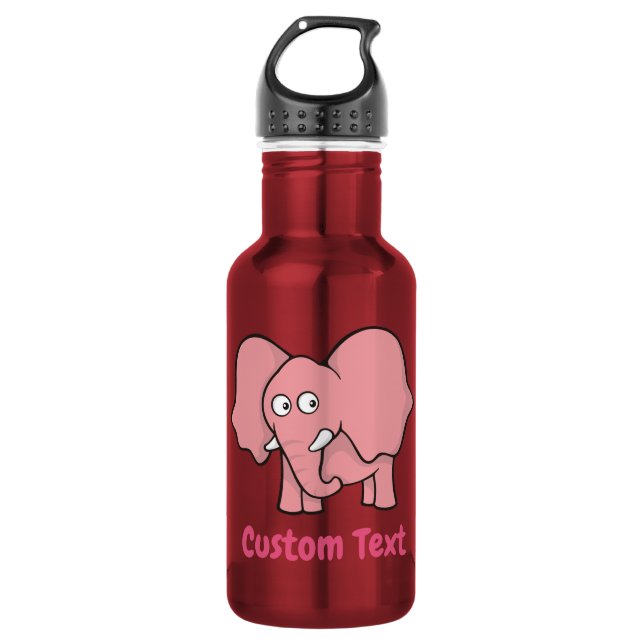 Pink elephant cartoon water bottle (Front)