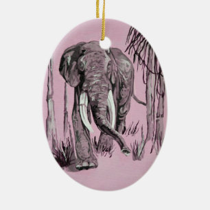 Pink Elephant Ceramic Tree Decoration