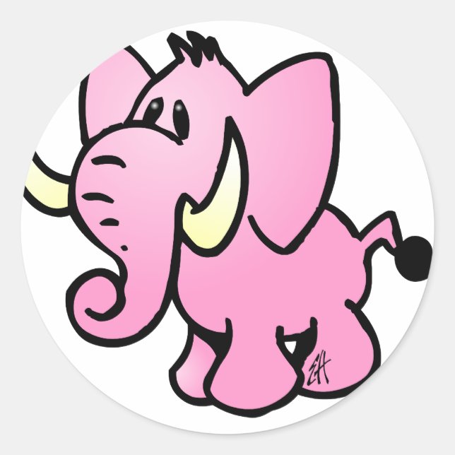 Pink Elephant Classic Round Sticker (Front)