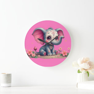 Pink Elephant Clock