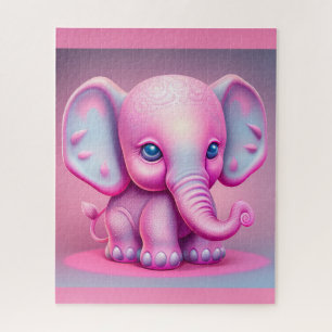 PINK ELEPHANT CUTE KIDS JIGSAW PUZZLE