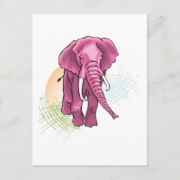 Pink Elephant draw - Sunset vector