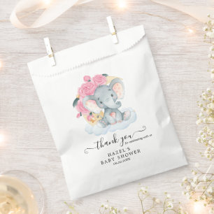 Pink Elephant Girl Baby Shower Favour Bags