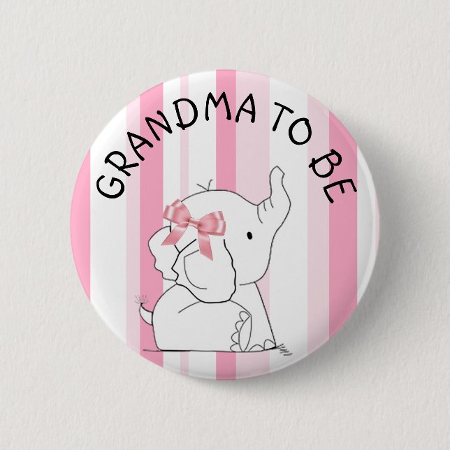 Pink Elephant Grandma to be Baby Shower Pin (Front)