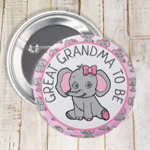 Pink Elephant Great Grandma  Be Baby Shower 6 Cm Round Badge