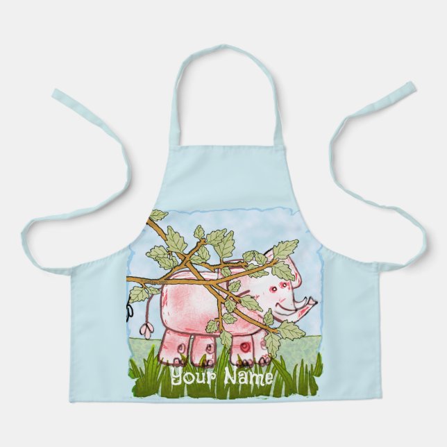 Pink Elephant Hiding Apron (Front)