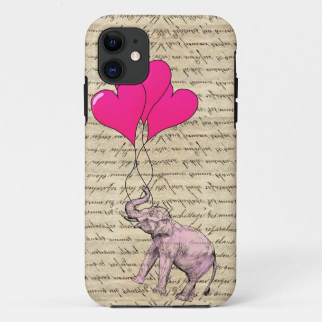 Pink elephant holding balloons Case-Mate iPhone case (Back)