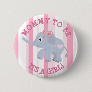 Pink Elephant Its a Girl Baby Shower Pin
