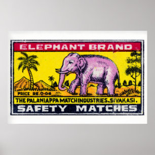 Pink Elephant - Matchbox Print - Aesthetic Wall