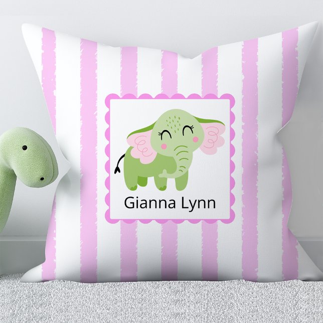 Pink Elephant Monogram Baby Girl Cushion (Creator Uploaded)
