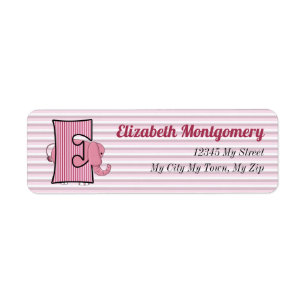 Pink Elephant Monogram "E" Address Labels
