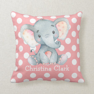 Pink Elephant Nursery Decor Baby Girl Cushion