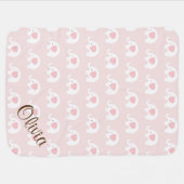 Pink Elephant Pattern Girl Baby Blanket (Horizontal)