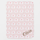 Pink Elephant Pattern Girl Baby Blanket (Front)
